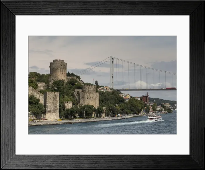 Framed Print : Rumeli Hisari (Fortress of Europe) and Fatih Sultan Mehmet Suspension Bridge, Hisarustu, Bosphorus Strait, Istanbul, Turkey, Europe Framed Print : Rumeli Hisari (Fortress of Europe) and Fatih Sultan Mehmet Suspension Bridge, Hisarustu, Bosphorus Strait, Istanbul, Turkey, Europe