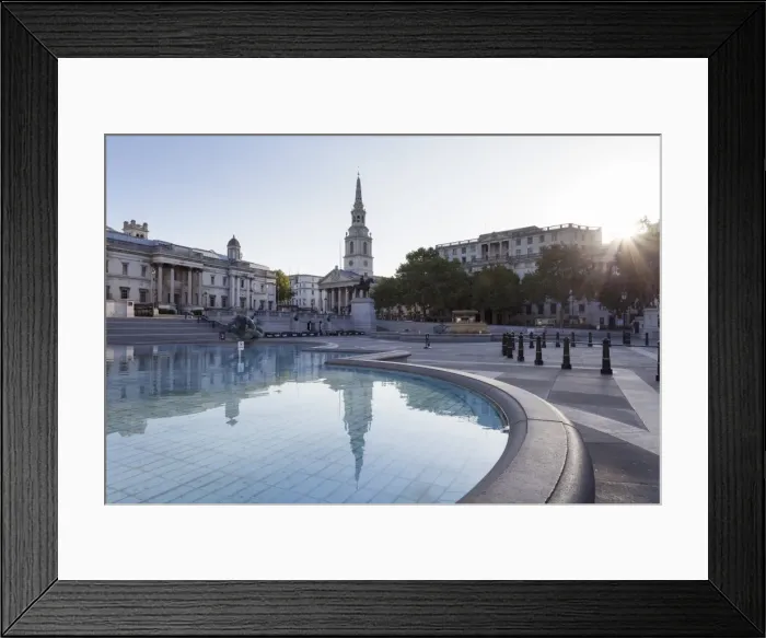 Framed Print : Fountain with statue of George IV, National Gallery and St. Martin-in-the-Fields church, Trafalgar Square, London, England, United Kingdom, Europe Framed Print : Fountain with statue of George IV, National Gallery and St. Martin-in-the-Fields church, Trafalgar Square, London, England, United Kingdom, Europe