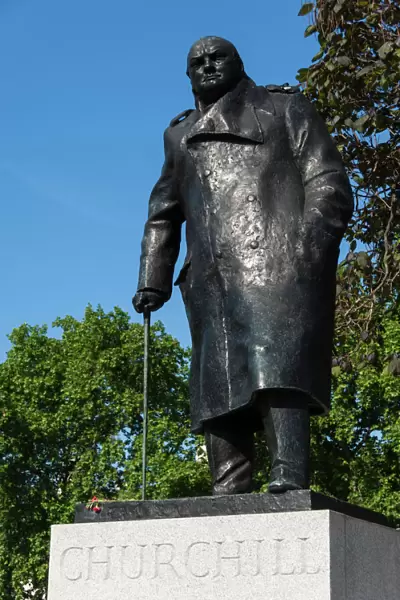 Statue of Sir Winston Churchill, Parliament Square, London, England, United Kingdom, Europe