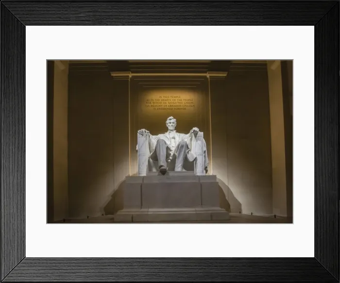 Framed Print : Interior of the Lincoln Memorial lit up at night, Washington D. C. United States of America, North America Framed Print : Interior of the Lincoln Memorial lit up at night, Washington D. C. United States of America, North America
