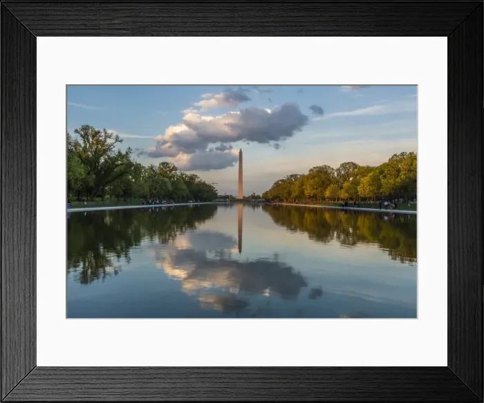 Framed Print : The Washington Monument with reflection as seen from the Lincoln Memorial, Washington D. C. United States of America, North America Framed Print : The Washington Monument with reflection as seen from the Lincoln Memorial, Washington D. C. United States of America, North America