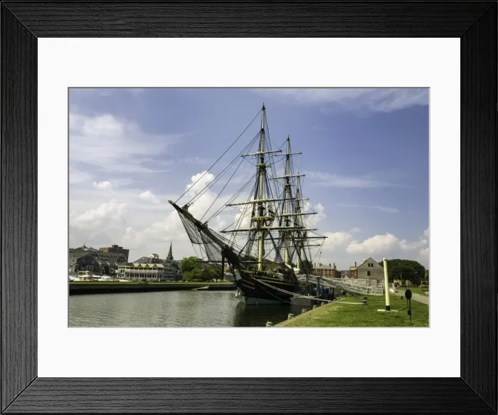 Framed Print : The Friendship of Salem ship docked at the Salem Maritime National Historic Site at Salem, Massachusetts, New England, United States of America, North America