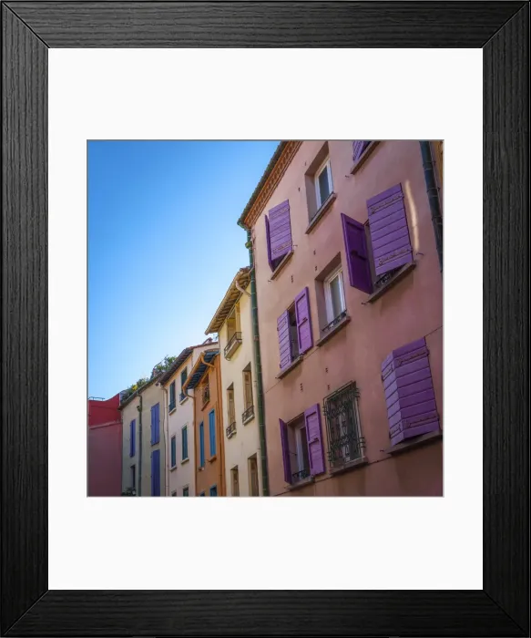 Framed Print : Colourful shutters and facades, Collioure, Pyrenees-Orientales, Languedoc-Roussillon, France, Europe Framed Print : Colourful shutters and facades, Collioure, Pyrenees-Orientales, Languedoc-Roussillon, France, Europe