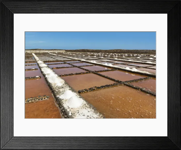 Framed Print : Salt pans still in use at El Carmen Salinas and Salt Museum on the east coast, Caleta de Fuste, Fuerteventura, Canary Islands, Spain, Europe