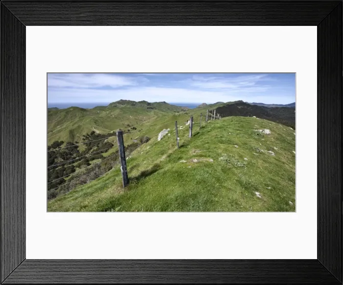 Framed Print : Farmland on the Tora Coastal Walkway, Wairarapa, North Island, New Zealand, Pacific