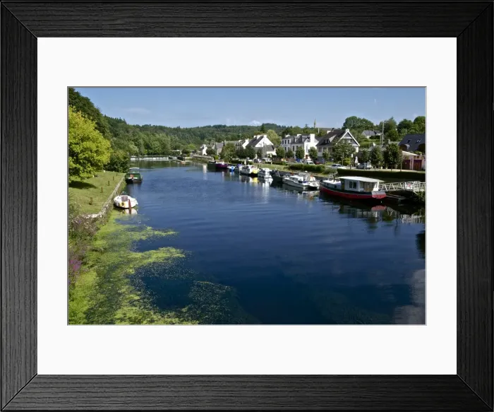 Framed Print : Boats on River Blavet and locks at Saint Nicolas des Eaux, canal from Nantes to Brest, Morbihan, Brittany, France, Europe Framed Print : Boats on River Blavet and locks at Saint Nicolas des Eaux, canal from Nantes to Brest, Morbihan, Brittany, France, Europe