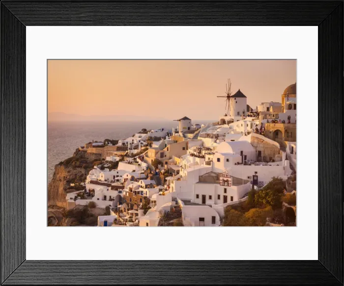 Framed Print : Windmill and traditional houses at sunset, Oia, Santorini (Thira), Cyclades Islands, Greek Islands, Greece, Europe Framed Print : Windmill and traditional houses at sunset, Oia, Santorini (Thira), Cyclades Islands, Greek Islands, Greece, Europe