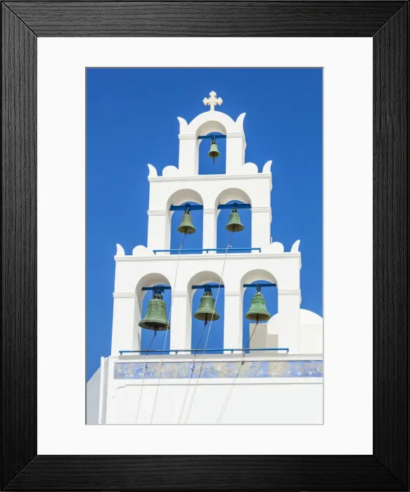 Framed Print : Greek church bell tower of Panagia Platsani, Oia, Santorini (Thira), Cyclades Islands, Greek Islands, Greece, Europe Framed Print : Greek church bell tower of Panagia Platsani, Oia, Santorini (Thira), Cyclades Islands, Greek Islands, Greece, Europe