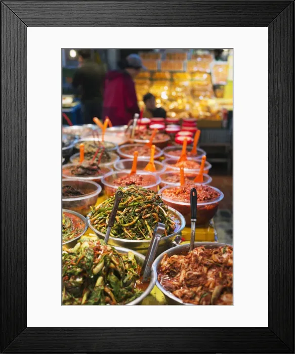 Framed Print : Kimchi pickled vegetables, Dongmun traditional market, Jeju Island, South Korea, Asia Framed Print : Kimchi pickled vegetables, Dongmun traditional market, Jeju Island, South Korea, Asia