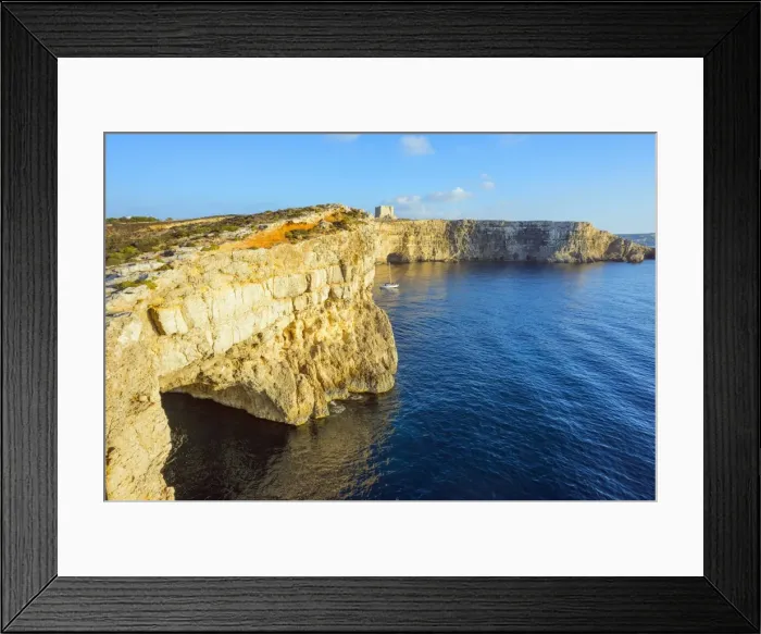 Framed Print : Cliff top watch tower, Comino island, Malta, Mediterranean, Europe Framed Print : Cliff top watch tower, Comino island, Malta, Mediterranean, Europe