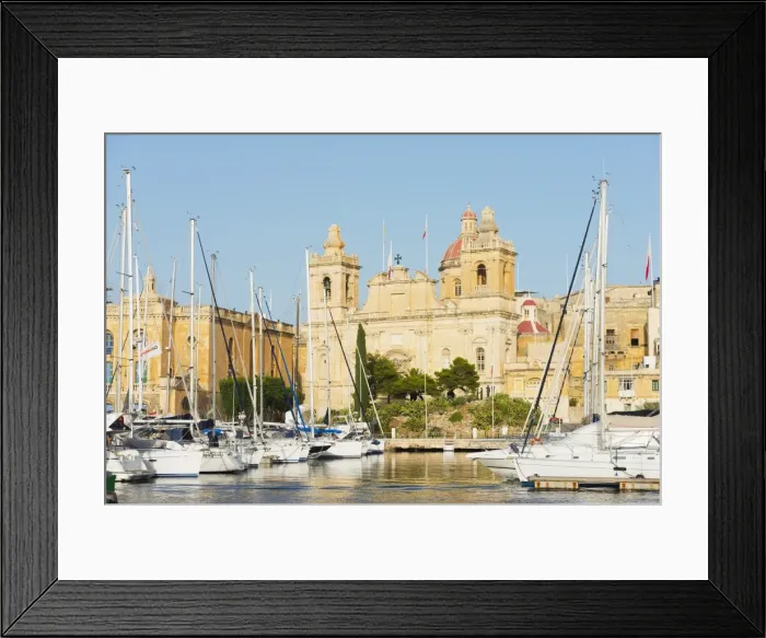 Framed Print : Parish Church of St Lawrence, Grand Harbour Marina, Vittoriosa (Birgu), The Three Cities, Malta, Mediterranean, Europe Framed Print : Parish Church of St Lawrence, Grand Harbour Marina, Vittoriosa (Birgu), The Three Cities, Malta, Mediterranean, Europe