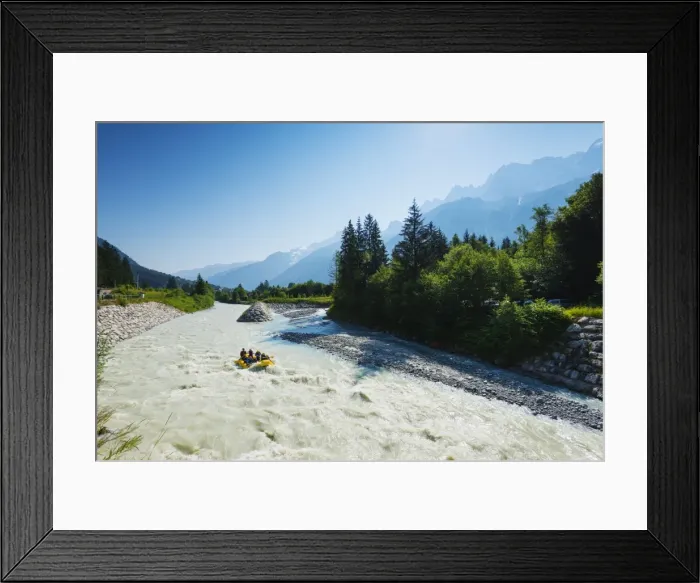 Framed Print : River rafting below Mont Blanc, Chamonix Valley, Rhone Alps, Haute Savoie, France, Europe Framed Print : River rafting below Mont Blanc, Chamonix Valley, Rhone Alps, Haute Savoie, France, Europe