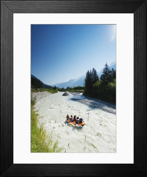 Framed Print : River rafting below Mont Blanc, Chamonix Valley, Rhone Alps, Haute Savoie, France, Europe Framed Print : River rafting below Mont Blanc, Chamonix Valley, Rhone Alps, Haute Savoie, France, Europe