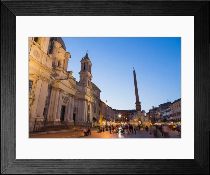 Framed Print : Tourists enjoying Berninis Fontana dei Quattro Fiumi (Fountain of Four Rivers) in Piazza Navona, Rome, Lazio, Italy, Europe Framed Print : Tourists enjoying Berninis Fontana dei Quattro Fiumi (Fountain of Four Rivers) in Piazza Navona, Rome, Lazio, Italy, Europe
