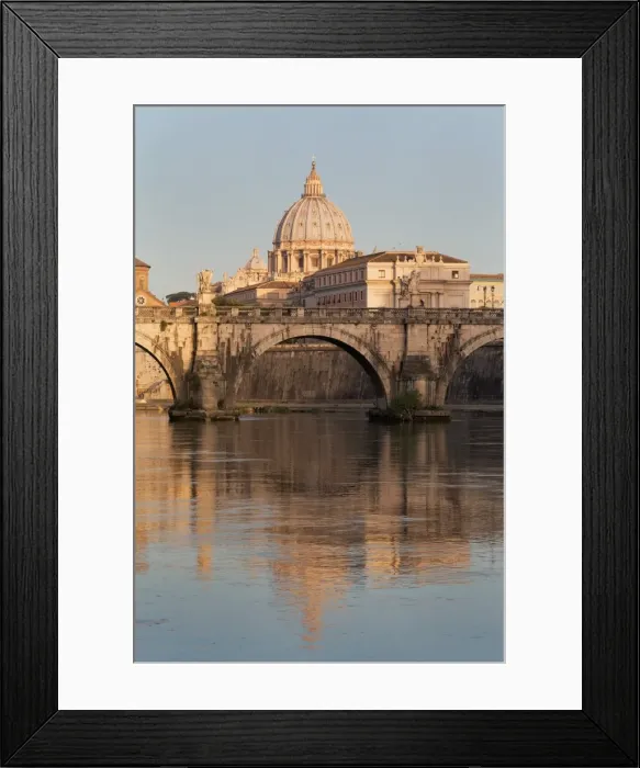 Framed Print : Ponte Sant Angelo bridge and St. Peters Basilica reflected in the River Tiber, Rome, Lazio, Italy, Europe Framed Print : Ponte Sant Angelo bridge and St. Peters Basilica reflected in the River Tiber, Rome, Lazio, Italy, Europe