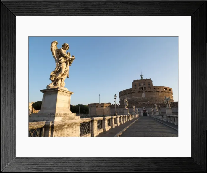 Framed Print : Angel statues on Ponte Sant Angelo bridge with Castel Sant Angelo, Rome, Lazio, Italy, Europe Framed Print : Angel statues on Ponte Sant Angelo bridge with Castel Sant Angelo, Rome, Lazio, Italy, Europe