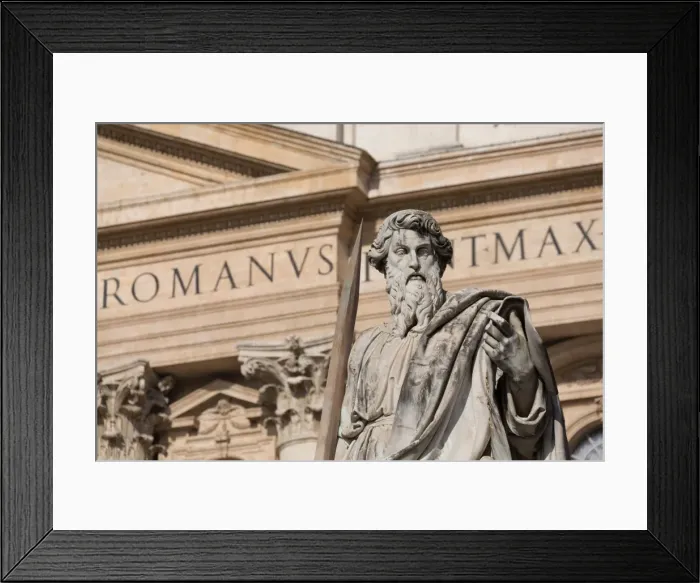 Framed Print : Statue and the facade of the Basilica of St. Peters, UNESCO World Heritage Site, Vatican, Rome, Lazio, Italy, Europe Framed Print : Statue and the facade of the Basilica of St. Peters, UNESCO World Heritage Site, Vatican, Rome, Lazio, Italy, Europe