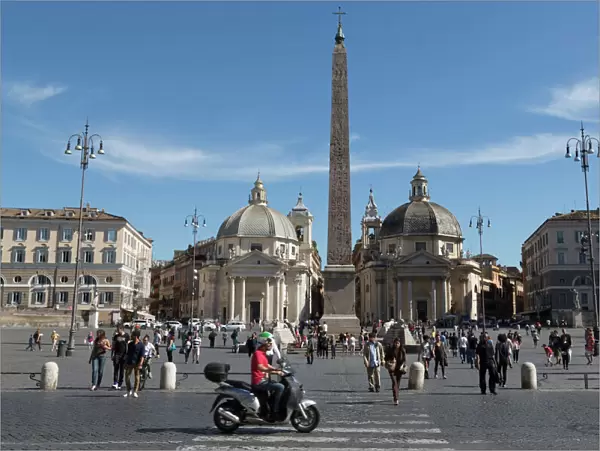 Tourists enjoying Piazza Popolo, Rome, Lazio, Italy, Europe
