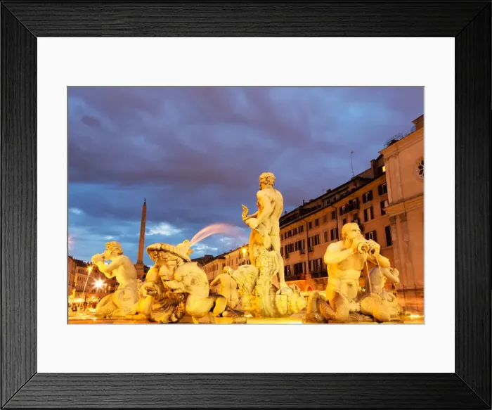 Framed Print : Fontana del Moro in Piazza Navona at night, Rome, Lazio, Italy, Europe Framed Print : Fontana del Moro in Piazza Navona at night, Rome, Lazio, Italy, Europe