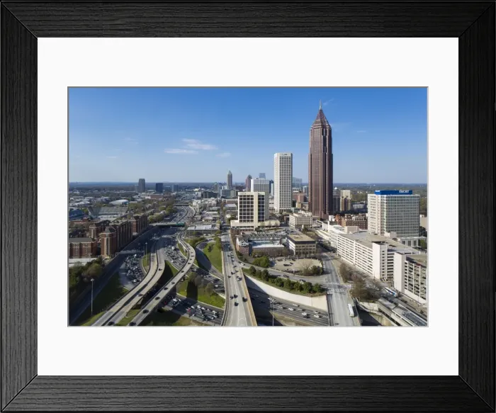 Framed Print : Elevated view over Interstate 85 passing the Midtown Atlanta skyline, Atlanta, Georgia, United States of America, North America Framed Print : Elevated view over Interstate 85 passing the Midtown Atlanta skyline, Atlanta, Georgia, United States of America, North America
