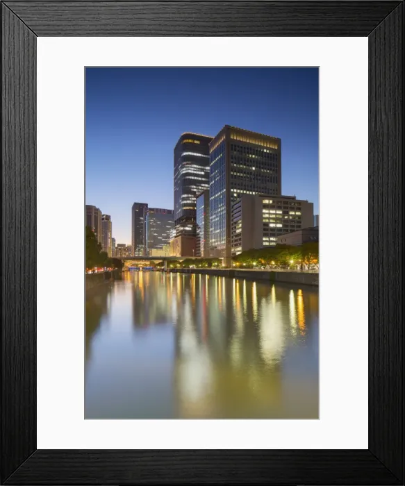 Framed Print : Skyscrapers on Nakanoshima Island at dusk, Kita, Osaka, Kansai, Japan, Asia Framed Print : Skyscrapers on Nakanoshima Island at dusk, Kita, Osaka, Kansai, Japan, Asia