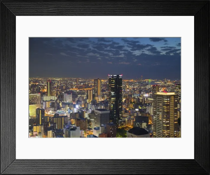 Framed Print : View of Osaka at dusk, Kansai, Japan, Asia Framed Print : View of Osaka at dusk, Kansai, Japan, Asia