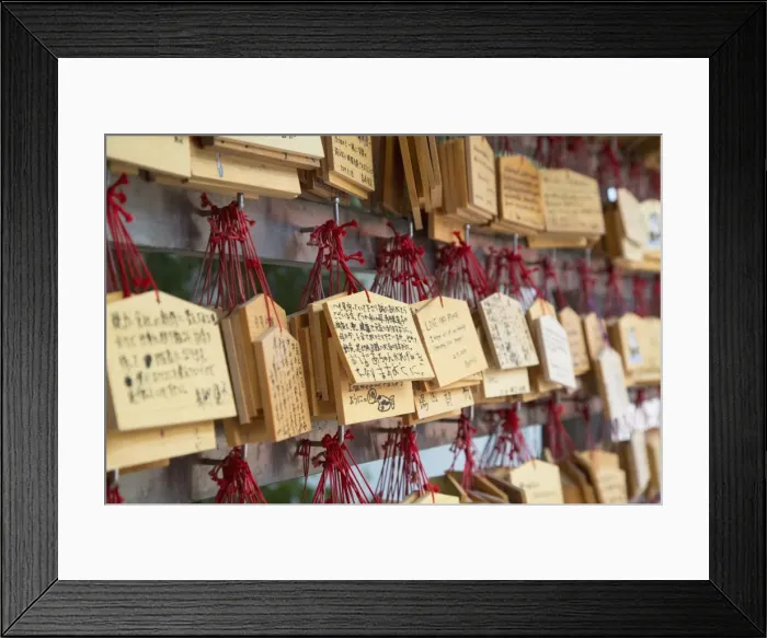 Framed Print : Ema (prayer cards) at Shinto shrine of Sumiyoshi Taisha, Osaka, Kansai, Japan, Asia