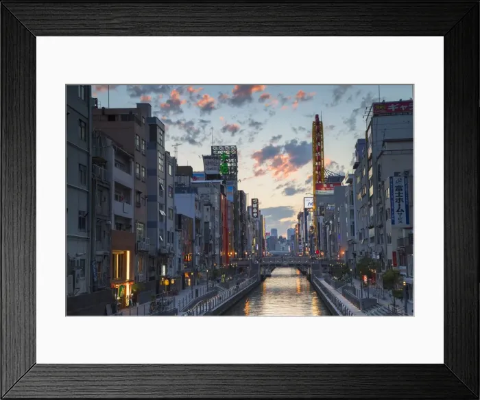 Framed Print : Dotombori at sunset, Osaka, Kansai, Japan, Asia Framed Print : Dotombori at sunset, Osaka, Kansai, Japan, Asia