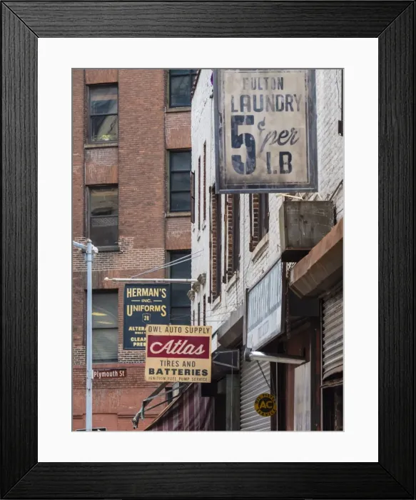 Framed Print : Old business signs in DUMBO (Down Under Brooklyn Bridge Overpass), Brooklyn, New York, United States of America, North America