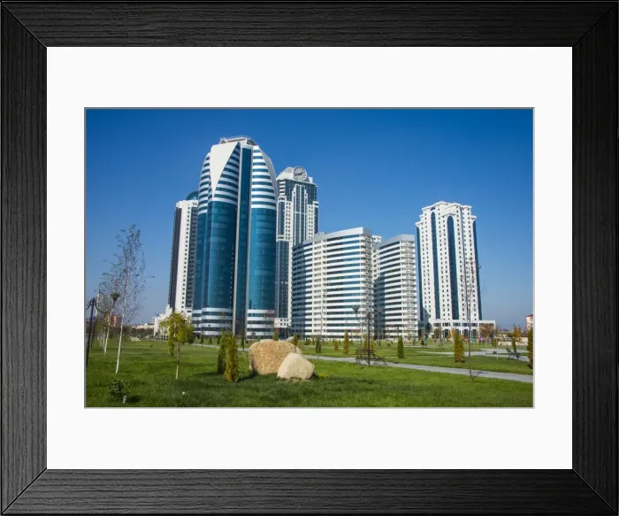 Framed Print : Modern business towers in downtown Grozny, Chechnya, Caucasus, Russia, Europe Framed Print : Modern business towers in downtown Grozny, Chechnya, Caucasus, Russia, Europe