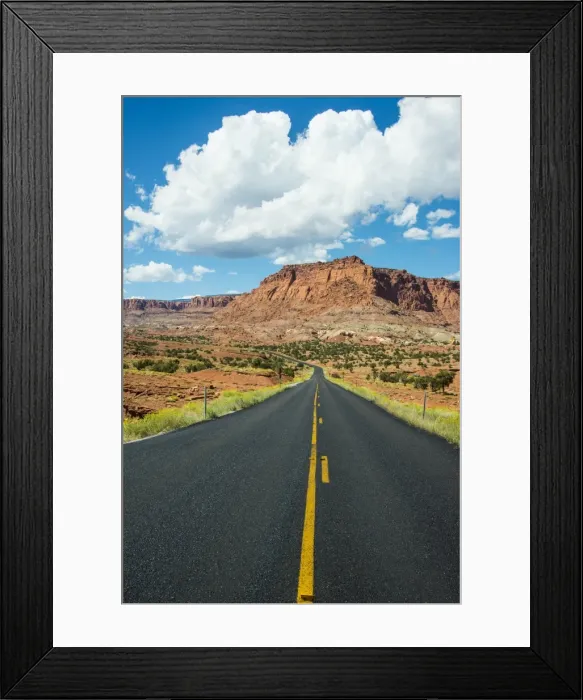 Framed Print : Road leading through the Capitol Reef National Park, Utah, United States of America, North America Framed Print : Road leading through the Capitol Reef National Park, Utah, United States of America, North America