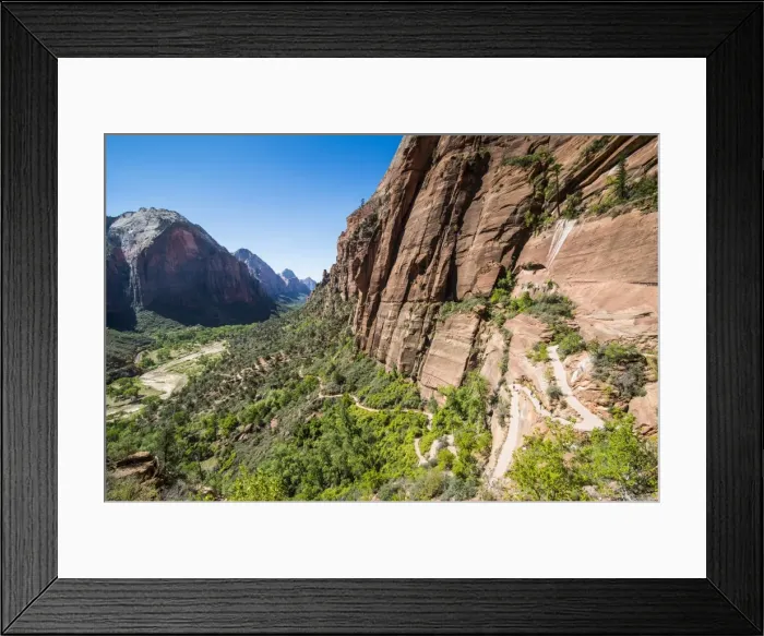 Framed Print : View over the cliffs of the Zion National Park and the Angels Landing trail, Zion National Park, Utah, United States of America, North America Framed Print : View over the cliffs of the Zion National Park and the Angels Landing trail, Zion National Park, Utah, United States of America, North America