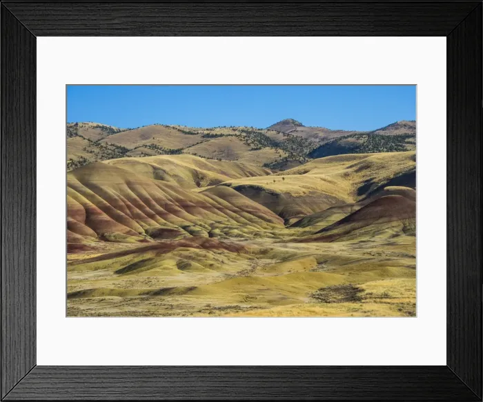 Framed Print : Multicoloured strata in the Painted Hills unit in the John Day Fossil Beds National Monument, Oregon, United States of America, North America Framed Print : Multicoloured strata in the Painted Hills unit in the John Day Fossil Beds National Monument, Oregon, United States of America, North America