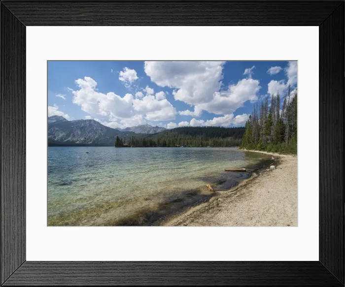 Framed Print : Sandy beach on Pettit Lake in a valley north of Sun Valley, Sawtooth National Forest, Idaho, United States of America, North America Framed Print : Sandy beach on Pettit Lake in a valley north of Sun Valley, Sawtooth National Forest, Idaho, United States of America, North America