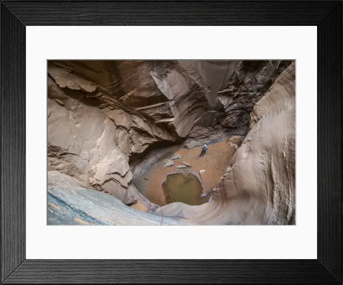 Framed Print : Man standing in a slot canyon after canyoneering, Moab, Utah, United States of America, North America Framed Print : Man standing in a slot canyon after canyoneering, Moab, Utah, United States of America, North America