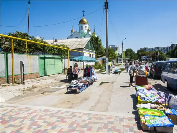 Local market in Tiraspol, capital of the Republic of Transnistria, Moldova, Europe