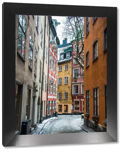 Little alleys in the old quarter of Gamla Stan in Stockholm, Sweden