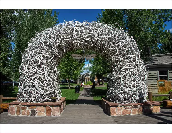 Monument of deer bones at a park in Jackson Hole, Wyoming, United States of America, North America