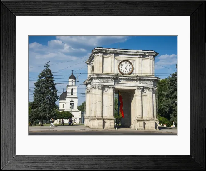 Framed Print : Arc de triomphe before the Nativity cathedral in the center of Chisinau capital of Moldova, Eastern Europe Framed Print : Arc de triomphe before the Nativity cathedral in the center of Chisinau capital of Moldova, Eastern Europe