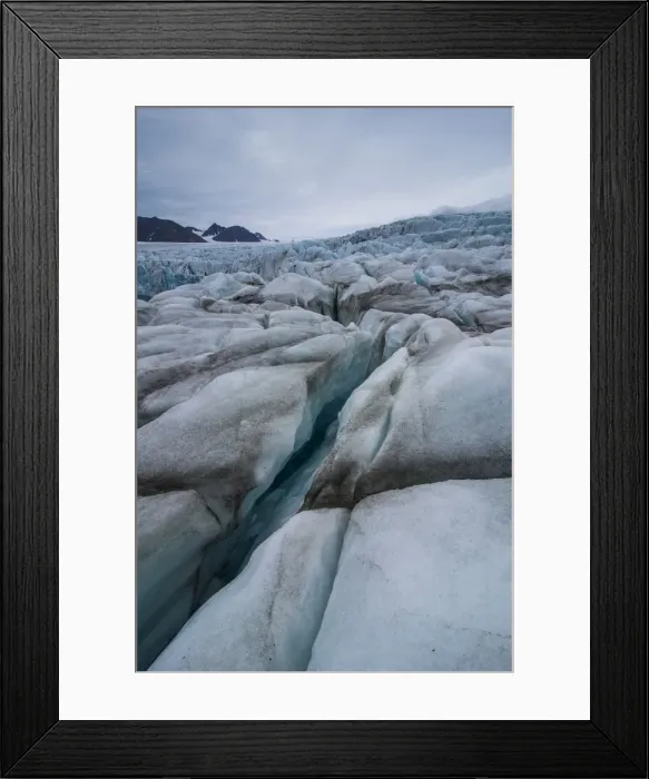 Framed Print : Large ice crack in a huge glacier in Hornsund, Svalbard, Arctic Framed Print : Large ice crack in a huge glacier in Hornsund, Svalbard, Arctic