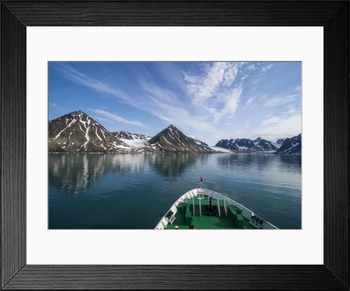Framed Print : Expedition boat entering the Magdalenen Fjord, Svalbard, Arctic, Norway, Scandinavia, Europe Framed Print : Expedition boat entering the Magdalenen Fjord, Svalbard, Arctic, Norway, Scandinavia, Europe