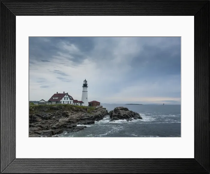 Framed Print : Portland Head Light, historic lighthouse in Cape Elizabeth, Maine, New England, United States of America, North America