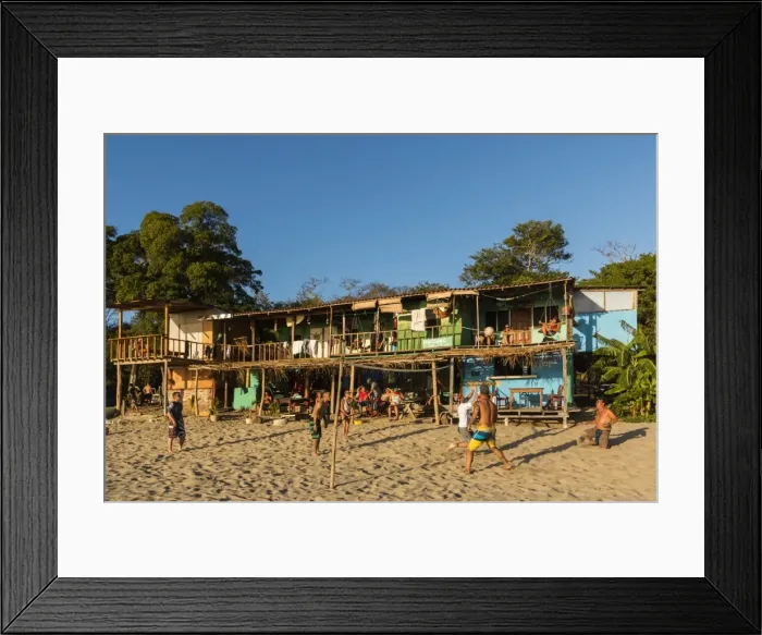 Framed Print : Volley ball and hostel at this lively surf vibe beach north of San Juan del Sur, Playa Maderas, San Juan del Sur, Rivas, Nicaragua, Central America Framed Print : Volley ball and hostel at this lively surf vibe beach north of San Juan del Sur, Playa Maderas, San Juan del Sur, Rivas, Nicaragua, Central America
