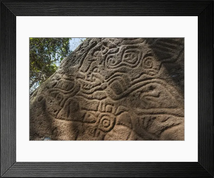 Framed Print : Abstract curvilinear motif petroglyph on rock at Finca Magadalena, Volcan Maderas, Omotepe Island, Lake Nicaragua, Nicaragua, Central America Framed Print : Abstract curvilinear motif petroglyph on rock at Finca Magadalena, Volcan Maderas, Omotepe Island, Lake Nicaragua, Nicaragua, Central America
