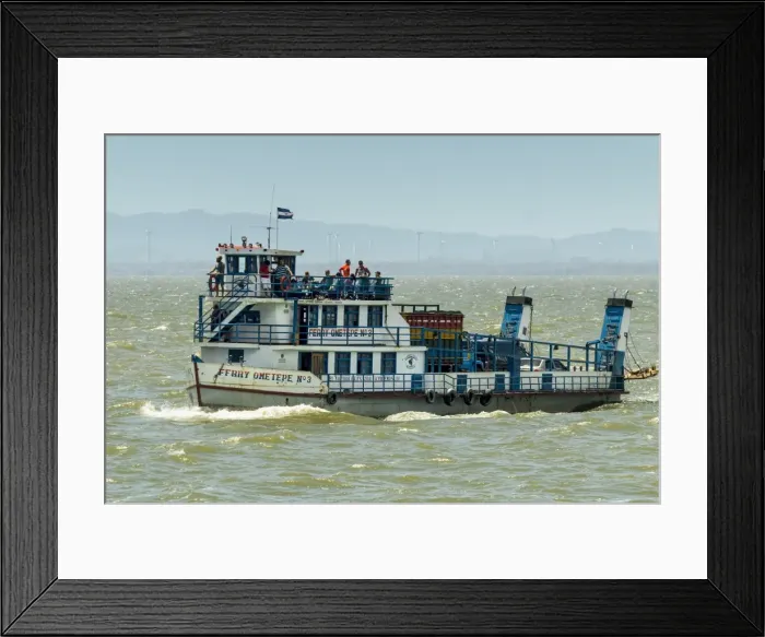 Framed Print : Ferry heading from San Jorge to Omotepe Island, carrying tourists, locals and freight, Isla Omotepe, Lake Nicaragua, Nicaragua, Central America Framed Print : Ferry heading from San Jorge to Omotepe Island, carrying tourists, locals and freight, Isla Omotepe, Lake Nicaragua, Nicaragua, Central America