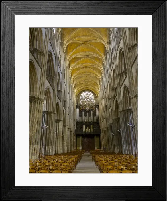 Framed Print : Interior of Notre Dame cathedral, built between 12th and 15th century, Rouen, Normandy, France, Europe