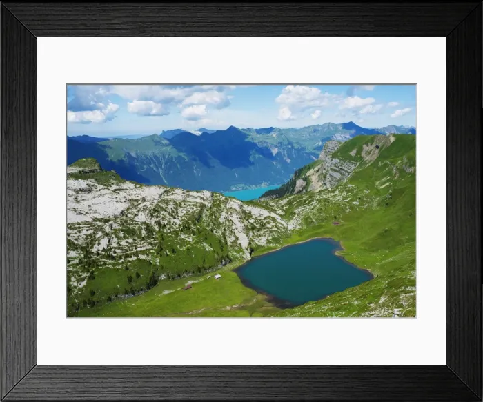 Framed Print : Mountain lake above lake Interlaken, Jungfrau-Aletsch, UNESCO World Heritage Site, Swiss Alps, Switzerland, Europe Framed Print : Mountain lake above lake Interlaken, Jungfrau-Aletsch, UNESCO World Heritage Site, Swiss Alps, Switzerland, Europe