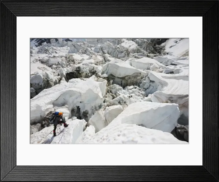 Framed Print : Climber on Bosson Glacier, Chamonix Valley, Rhone Alps, Haute Savoie, France, Europe Framed Print : Climber on Bosson Glacier, Chamonix Valley, Rhone Alps, Haute Savoie, France, Europe