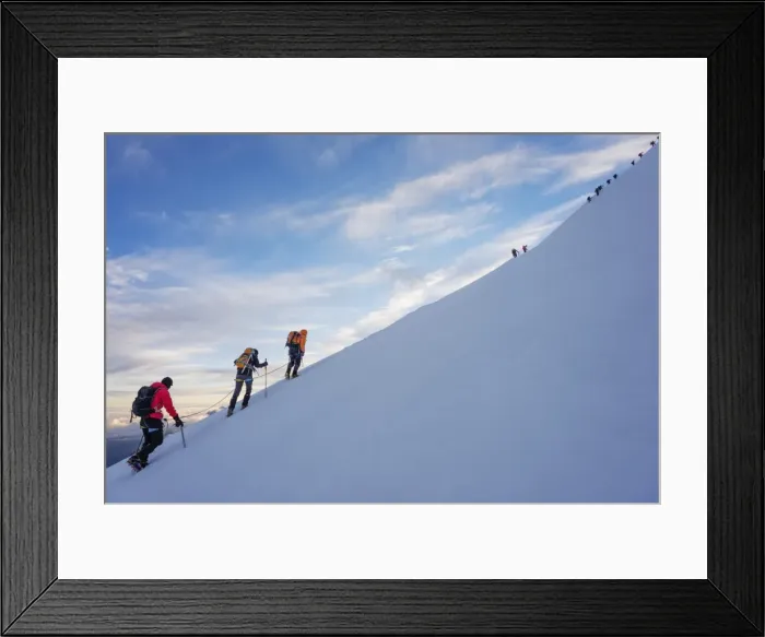 Framed Print : Climbers nearing the summit of Mont Blanc, 4810m, Chamonix, Rhone Alps, Haute Savoie, France, Europe Framed Print : Climbers nearing the summit of Mont Blanc, 4810m, Chamonix, Rhone Alps, Haute Savoie, France, Europe