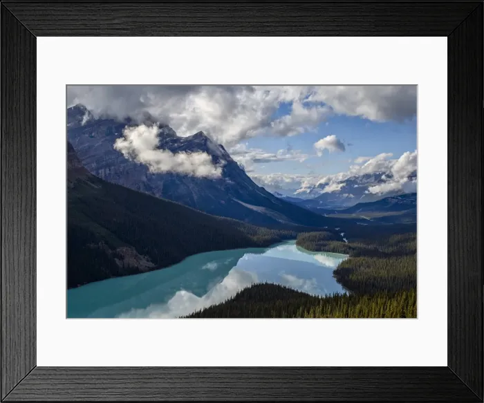Framed Print : Peyto Lake with low clouds, Banff National Park, UNESCO World Heritage Site, Alberta, Rocky Mountains, Canada, North America Framed Print : Peyto Lake with low clouds, Banff National Park, UNESCO World Heritage Site, Alberta, Rocky Mountains, Canada, North America